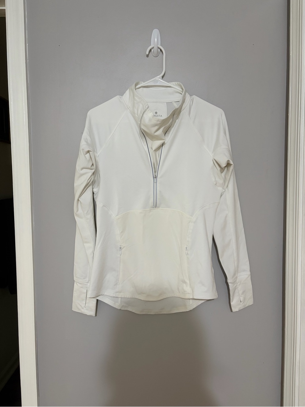 Athleta White Tech Mesh Half-Zip Athletic Pullover